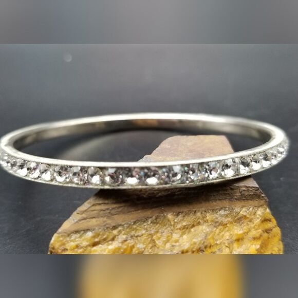 Crystal encrusted sterling silver glam bracelet flashy jewelry B815